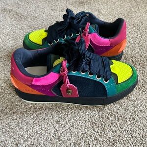 Kurt Geiger London Southbank Tag Suede Leather Platform Sneakers